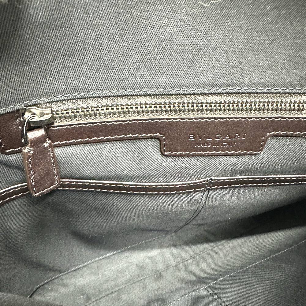 Bvlgari Clutch Bag Leather Brown Logo Mens