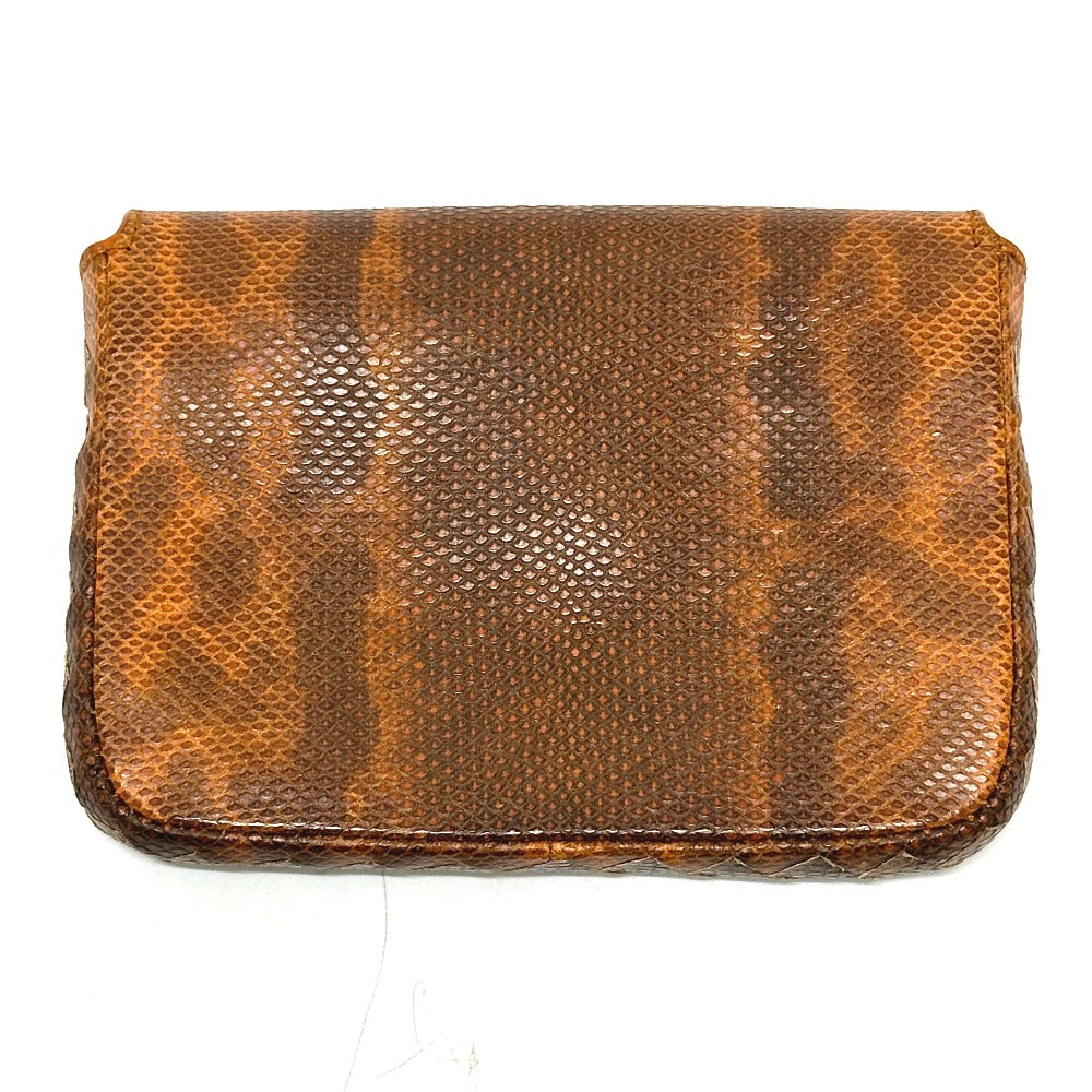 Bottegaveneta Pouch Leather Orange Embossed Turn Lock Women