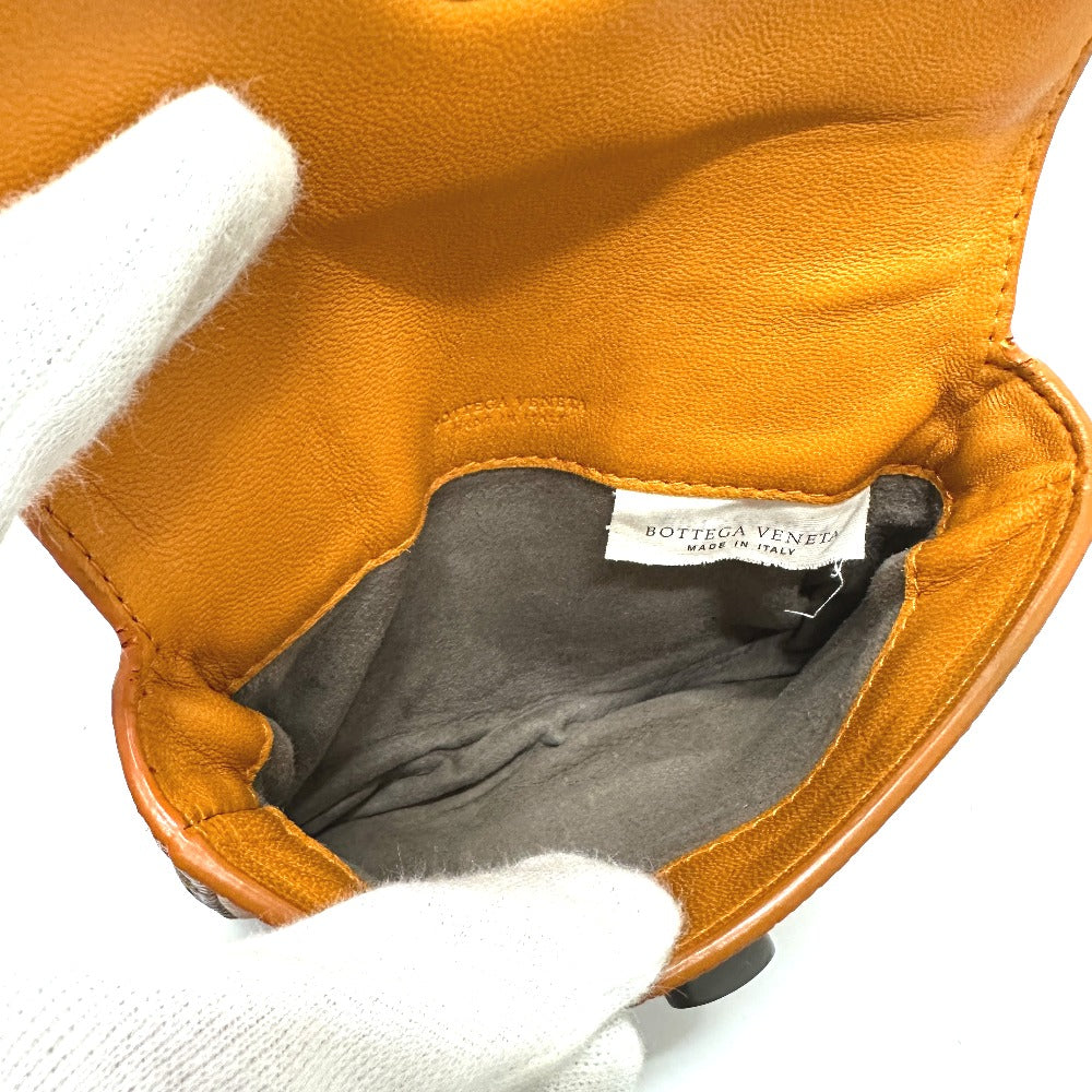 Bottegaveneta Pouch Leather Orange Embossed Turn Lock Women