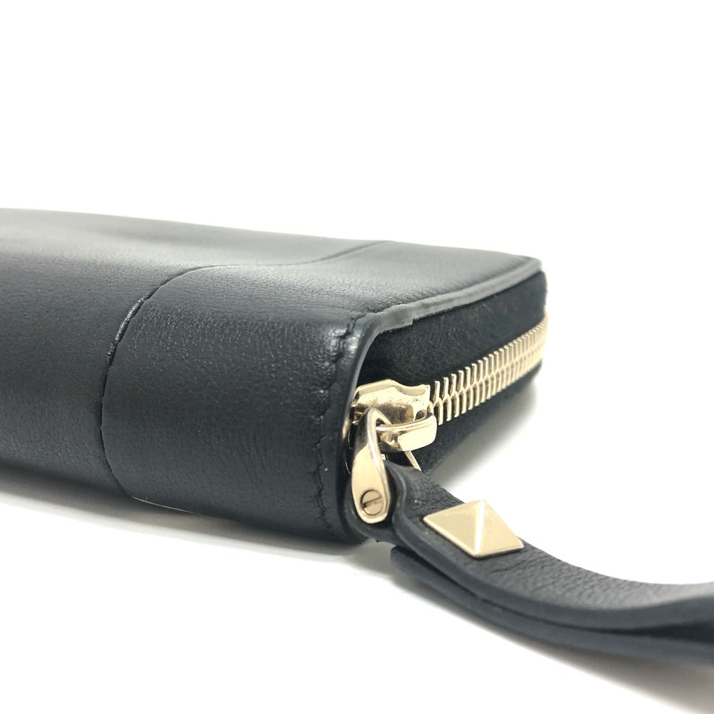 Valentino Folded Wallet Leather Black V Logo Mens