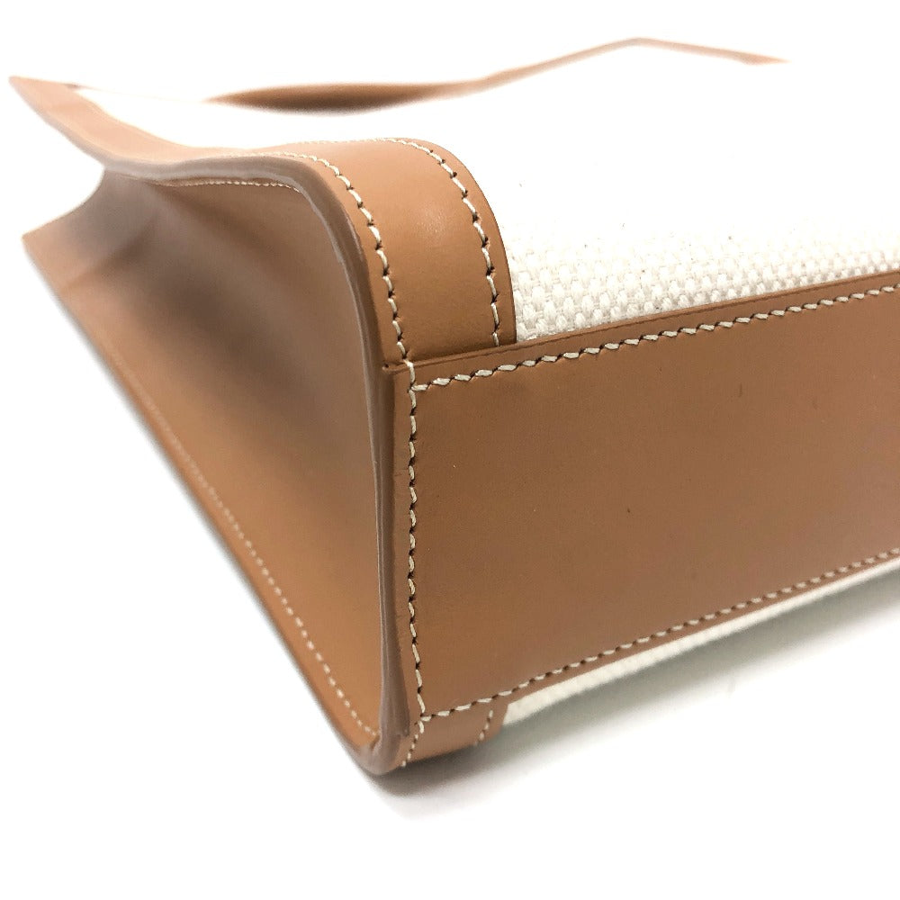 Celine Tote Bag 192082Bnz.02Nt Leather / Canvas Beige X Brown Small Bar Tikal Kaba Women