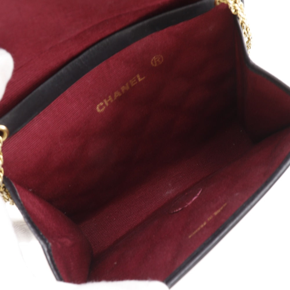 Chanel Shoulder Bag C00060 Lambskin Black Vintage Chain Pochette Matelasse Mini/Agneau Tanne Women