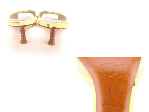 Louis Vuitton Mule Canvas Leather Beige Yellow 34 1/2