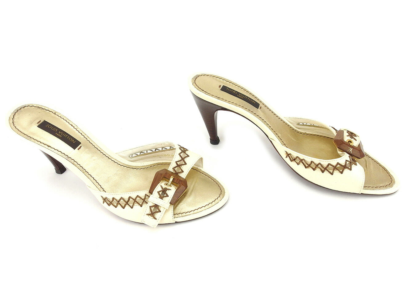 Louis Vuitton Sandals Beige Gold #37 Size