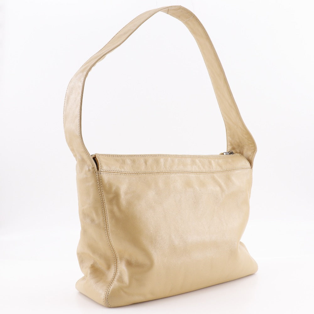Chanel Shoulder Bag Lambskin Beige Coco Mark Women