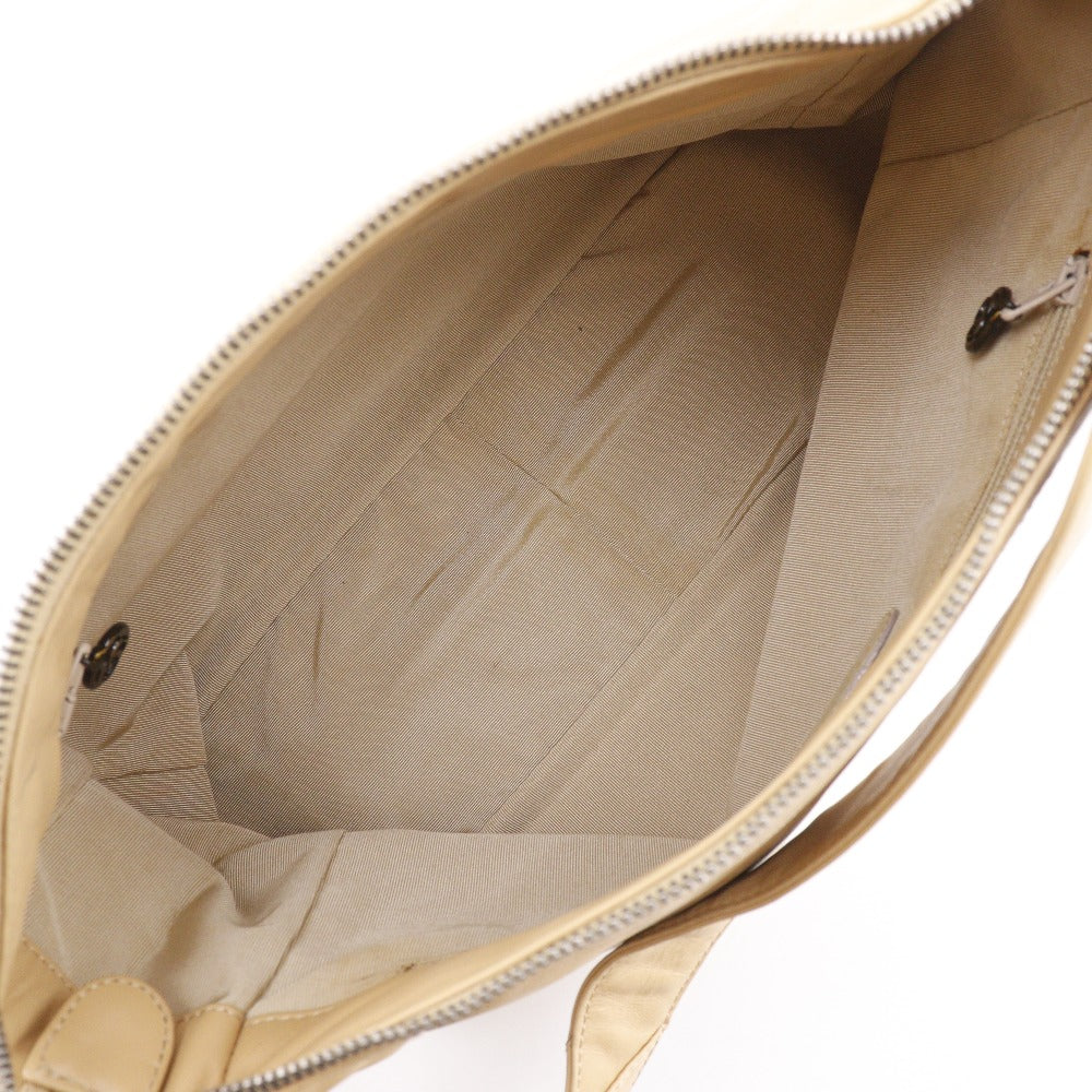 Chanel Shoulder Bag Lambskin Beige Coco Mark Women
