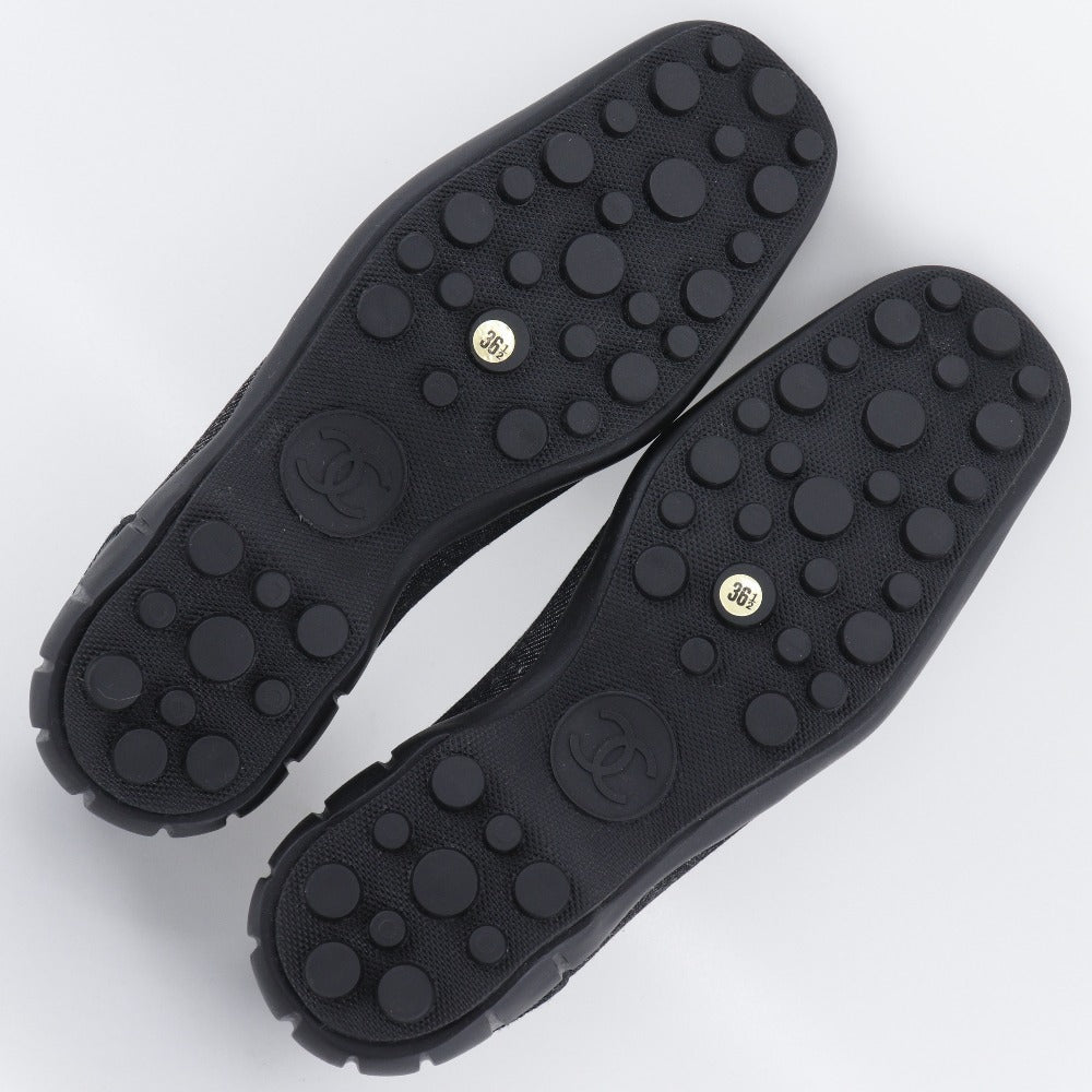 Chanel Loafers Denim Black Coco Button Women 36 1/2