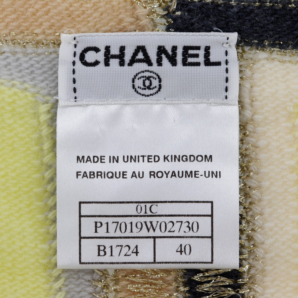 Chanel Knit P17019W02730 Cashmere, Rayon, Polyester Yellow 01C No Sleeve Women 40
