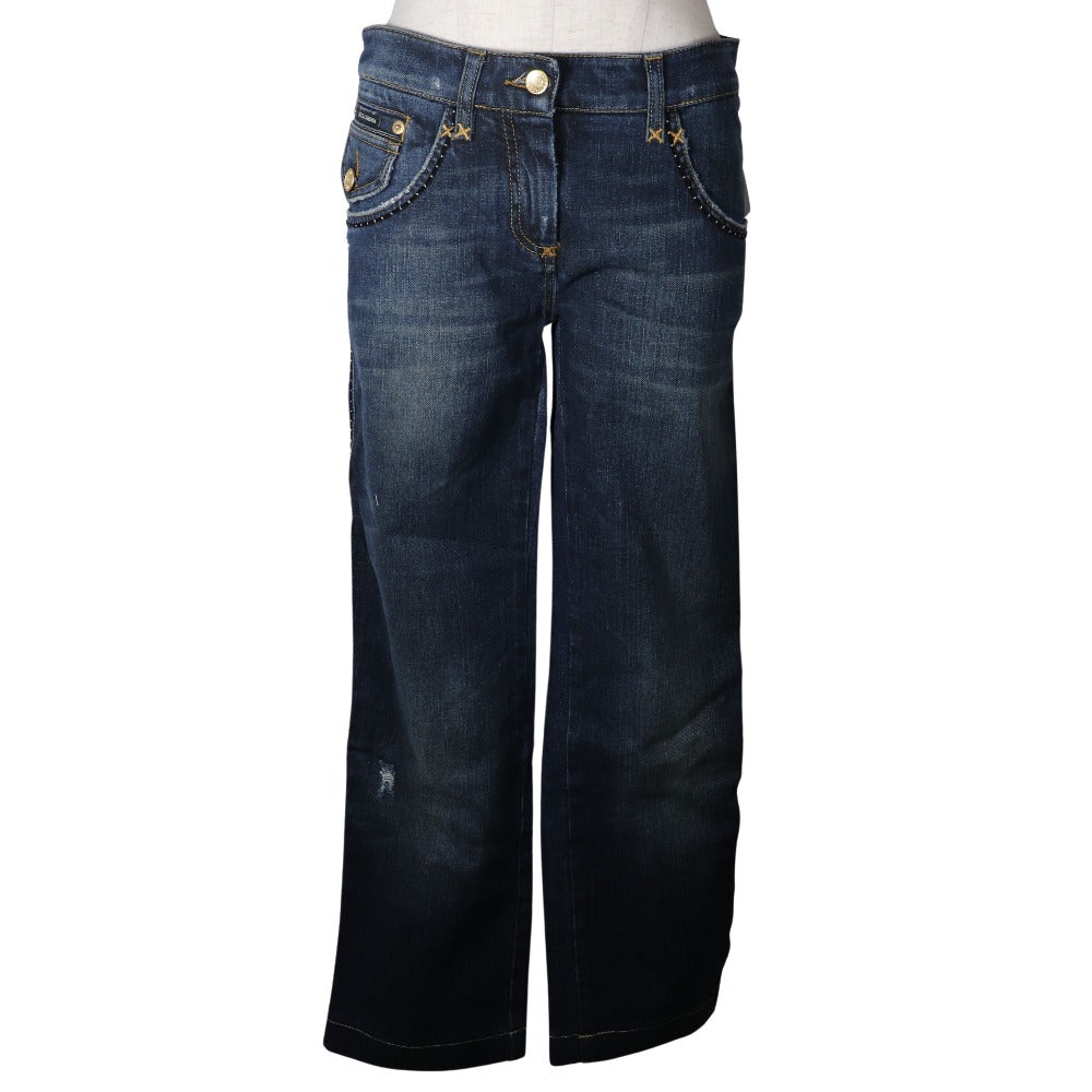 Dolce&Gabbana Cropped Pants Cotton Blue Damage Sabrina Denim Women 40
