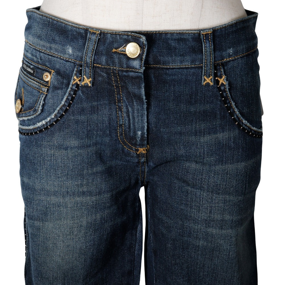 Dolce&Gabbana Cropped Pants Cotton Blue Damage Sabrina Denim Women 40