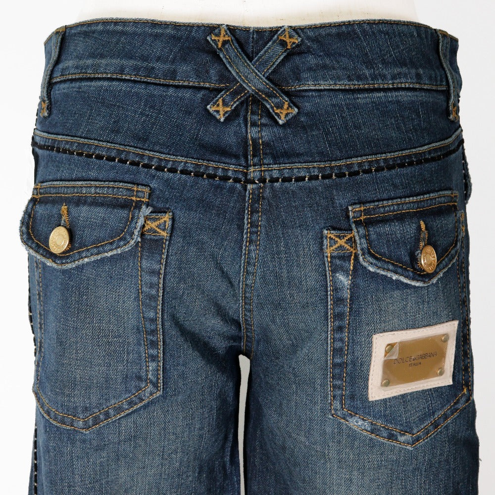 Dolce&Gabbana Cropped Pants Cotton Blue Damage Sabrina Denim Women 40