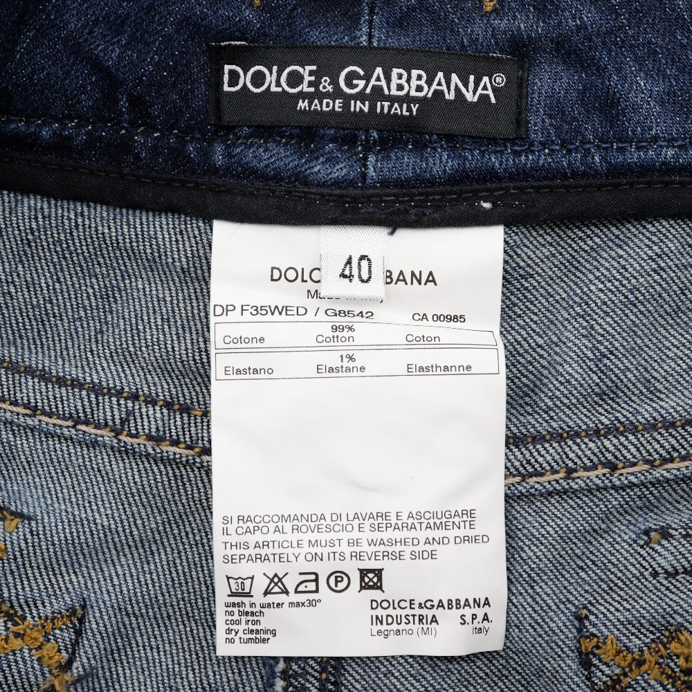 Dolce&Gabbana Cropped Pants Cotton Blue Damage Sabrina Denim Women 40