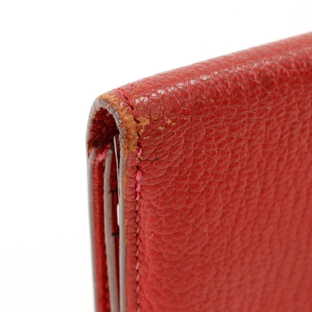Hermes Bifold Wallet Leather Red Beansufla Women