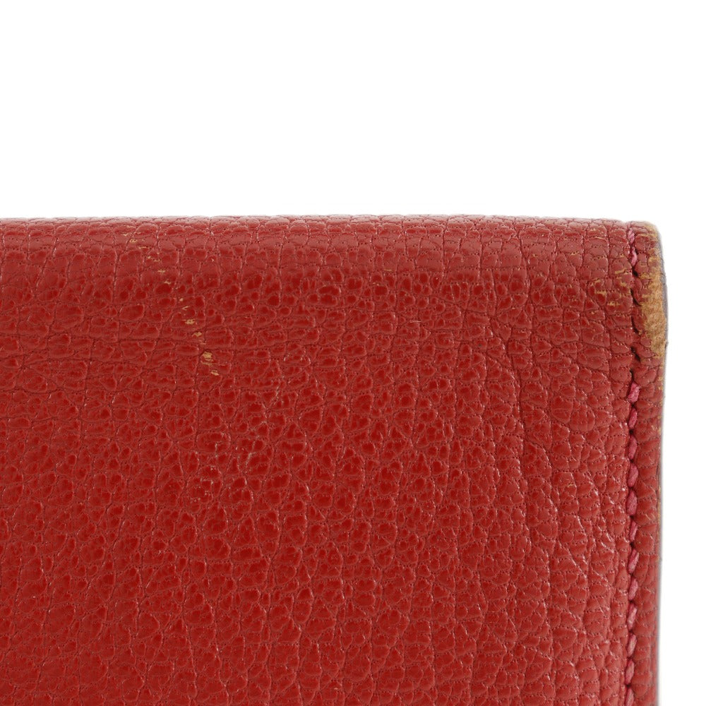Hermes Bifold Wallet Leather Red Beansufla Women