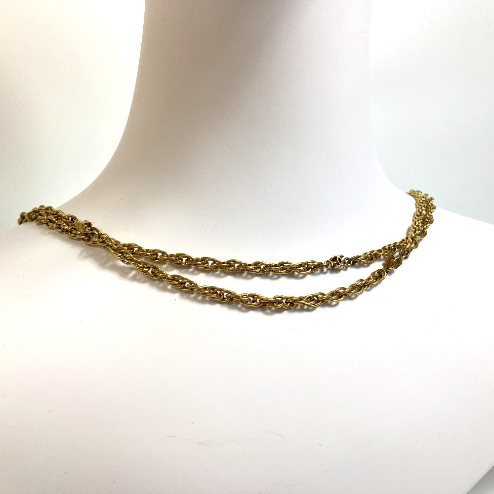 Chanel Necklace Gold Plated Gold Cc Coco Mark Women