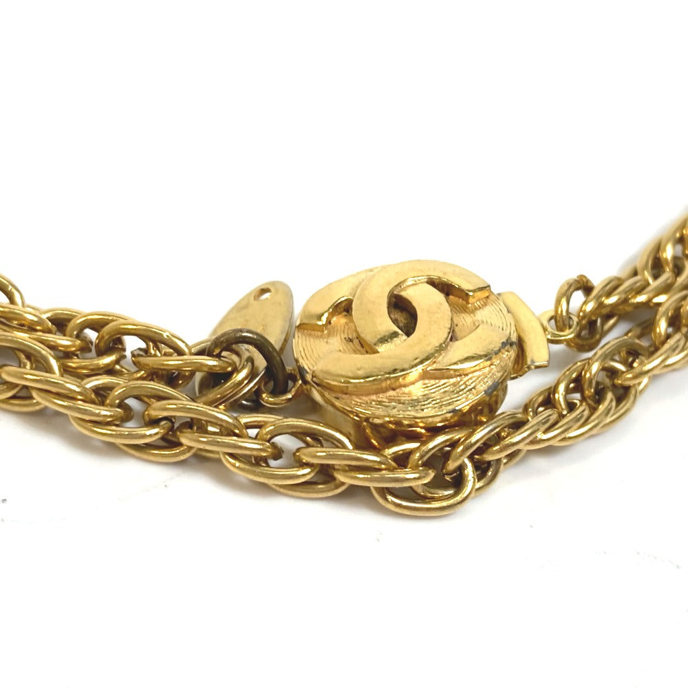 Chanel Necklace Gold Plated Gold Cc Coco Mark Women