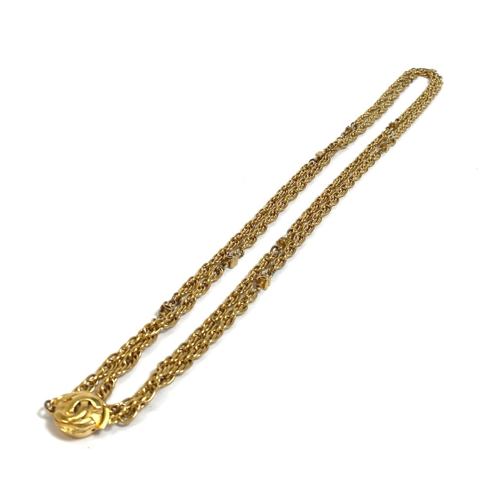 Chanel Necklace Gold Plated Gold Cc Coco Mark Women