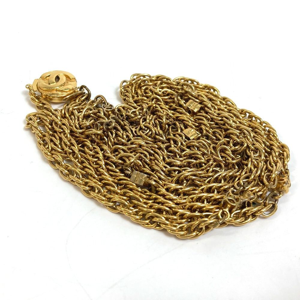 Chanel Necklace Gold Plated Gold Cc Coco Mark Women