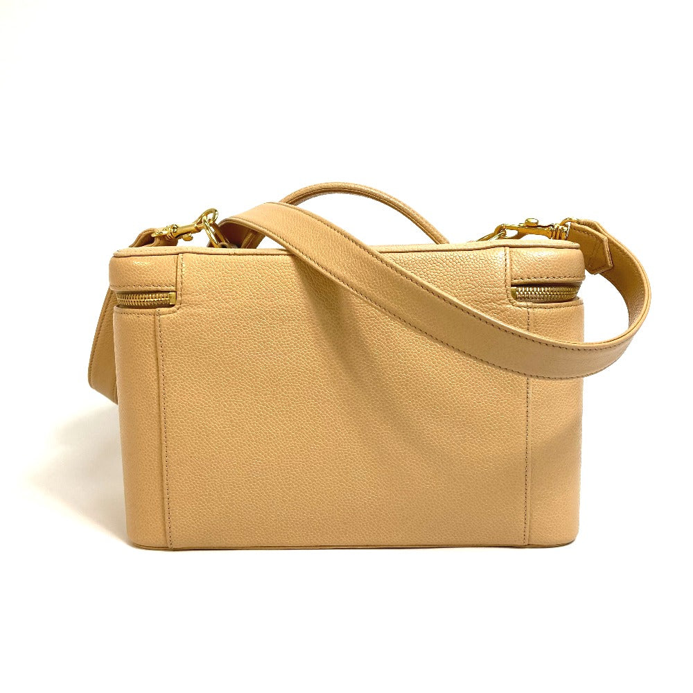Chanel Shoulder Bag Caviar Skin Beige Cc Coco Mark Vanity Bag Women