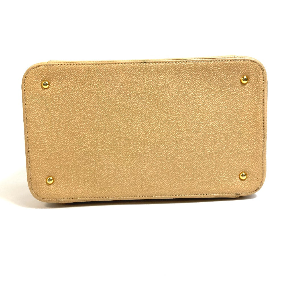 Chanel Shoulder Bag Caviar Skin Beige Cc Coco Mark Vanity Bag Women