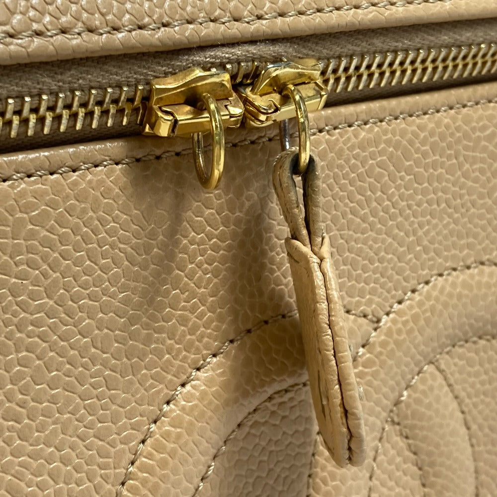 Chanel Shoulder Bag Caviar Skin Beige Cc Coco Mark Vanity Bag Women