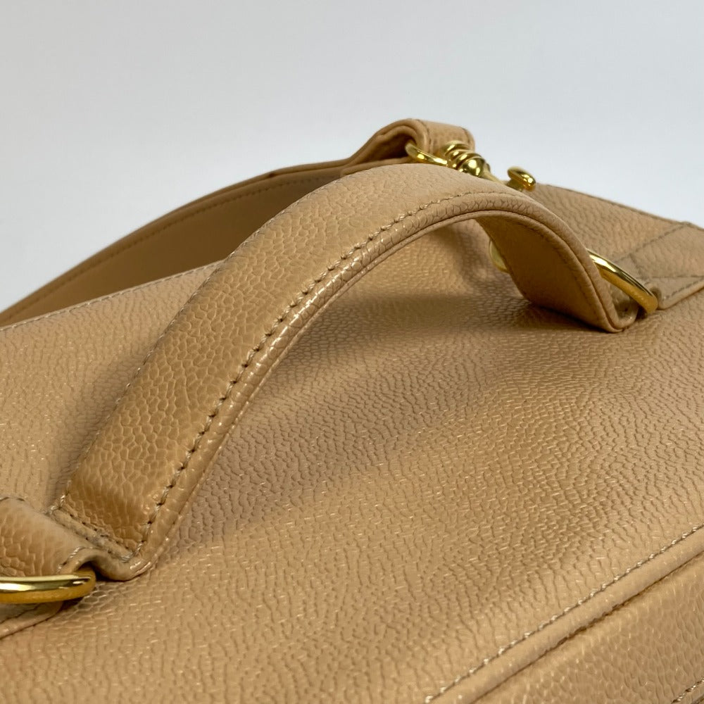 Chanel Shoulder Bag Caviar Skin Beige Cc Coco Mark Vanity Bag Women