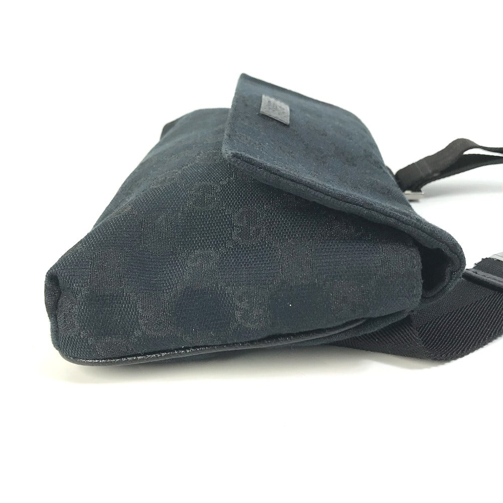 Gucci Waist Bag 146304 Gg Canvas / Leather Black Gg Belt Bag Mens