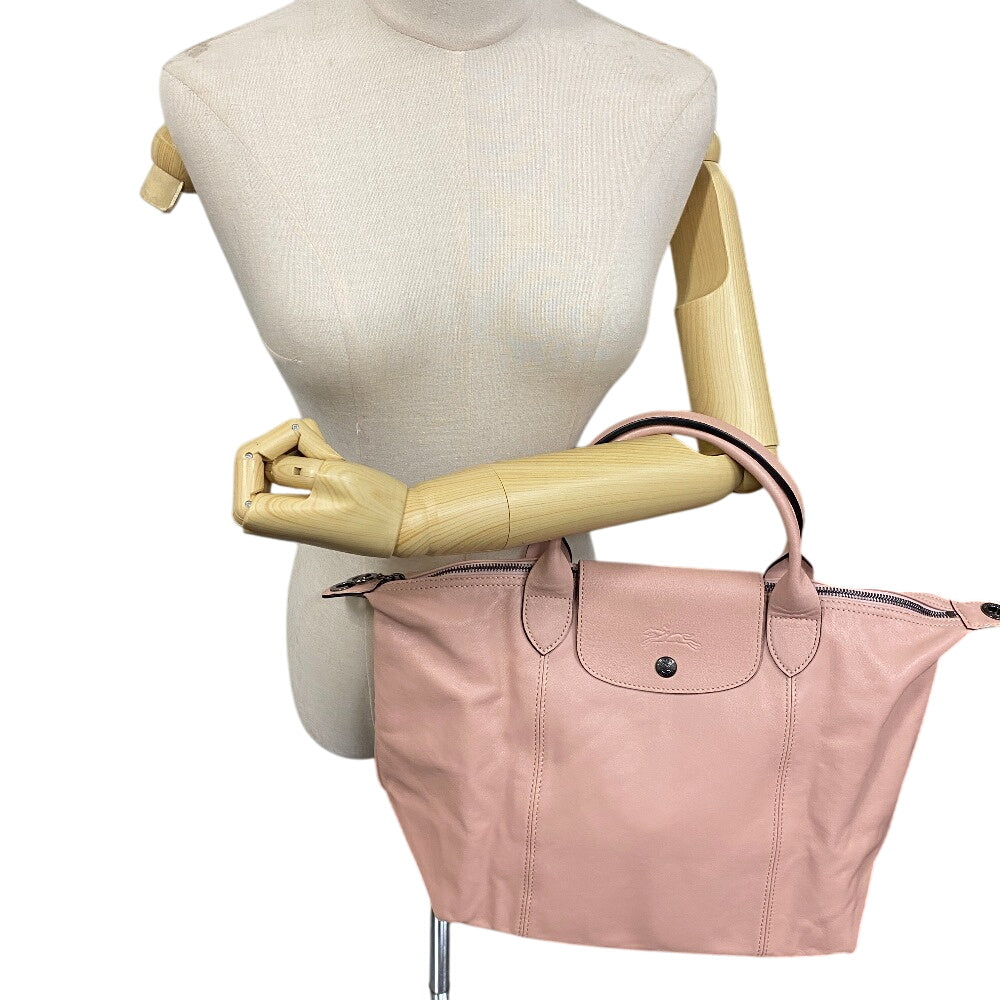 Longchamp Tote Bag L1515 757 507 Leather Pink Le Pliage Cuir, Size M M
