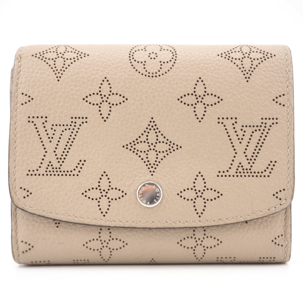Louis Vuitton Bifold Wallet M62542 Leather Beige Mahina Portefeuille Iris Compact Women