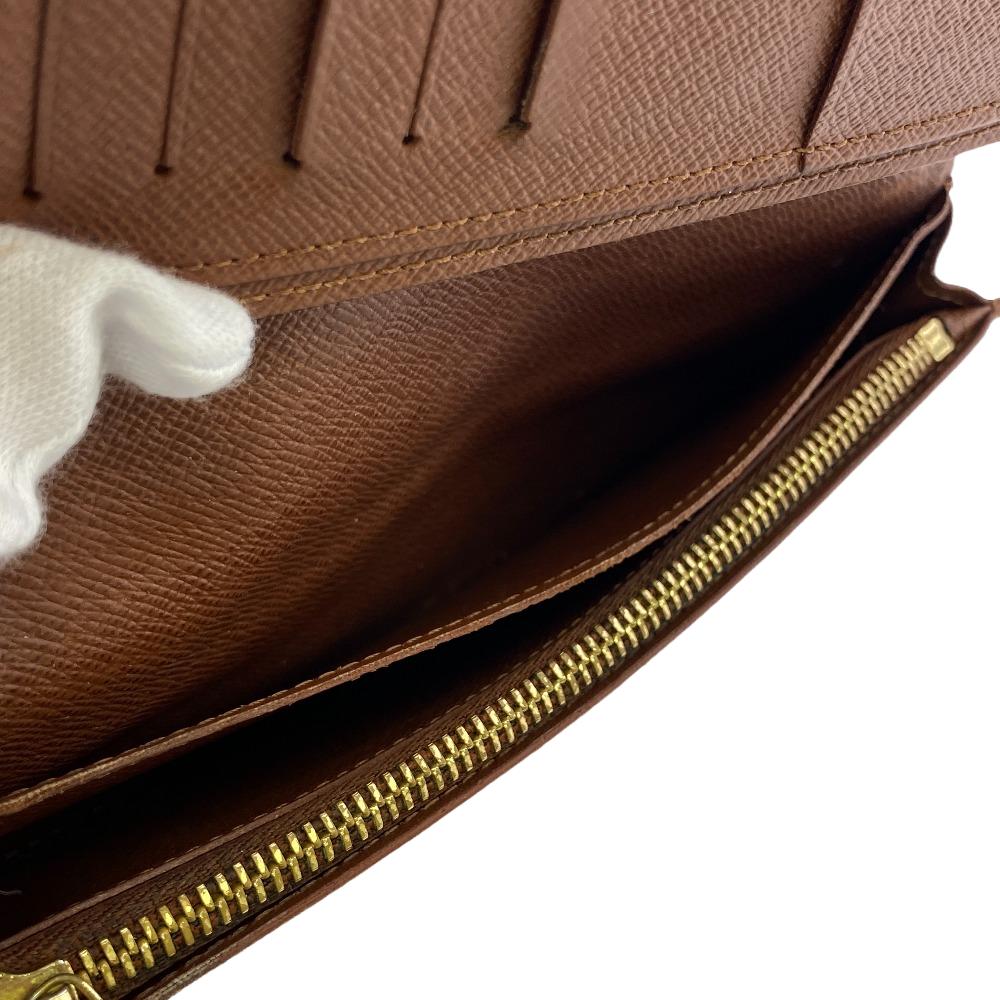 Louis Vuitton Long Wallet Purse M66540 Leather Brown Monogram Portefeuille Brazza Unisex(Unisex)