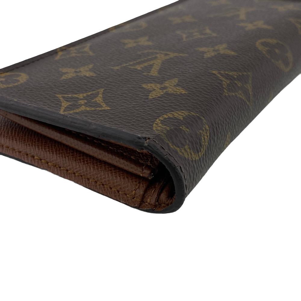Louis Vuitton Long Wallet Purse M66540 Leather Brown Monogram Portefeuille Brazza Unisex(Unisex)