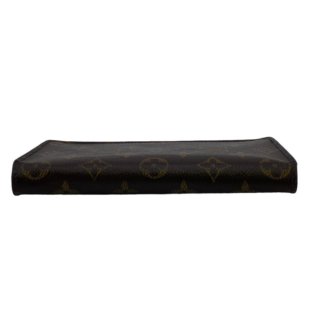 Louis Vuitton Long Wallet Purse M66540 Leather Brown Monogram Portefeuille Brazza Unisex(Unisex)