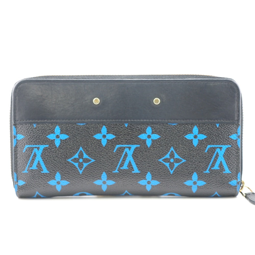 Louis Vuitton Long Wallet Purse M67235 Leather Black Zip Around Monogram Zippy Wallet Mens