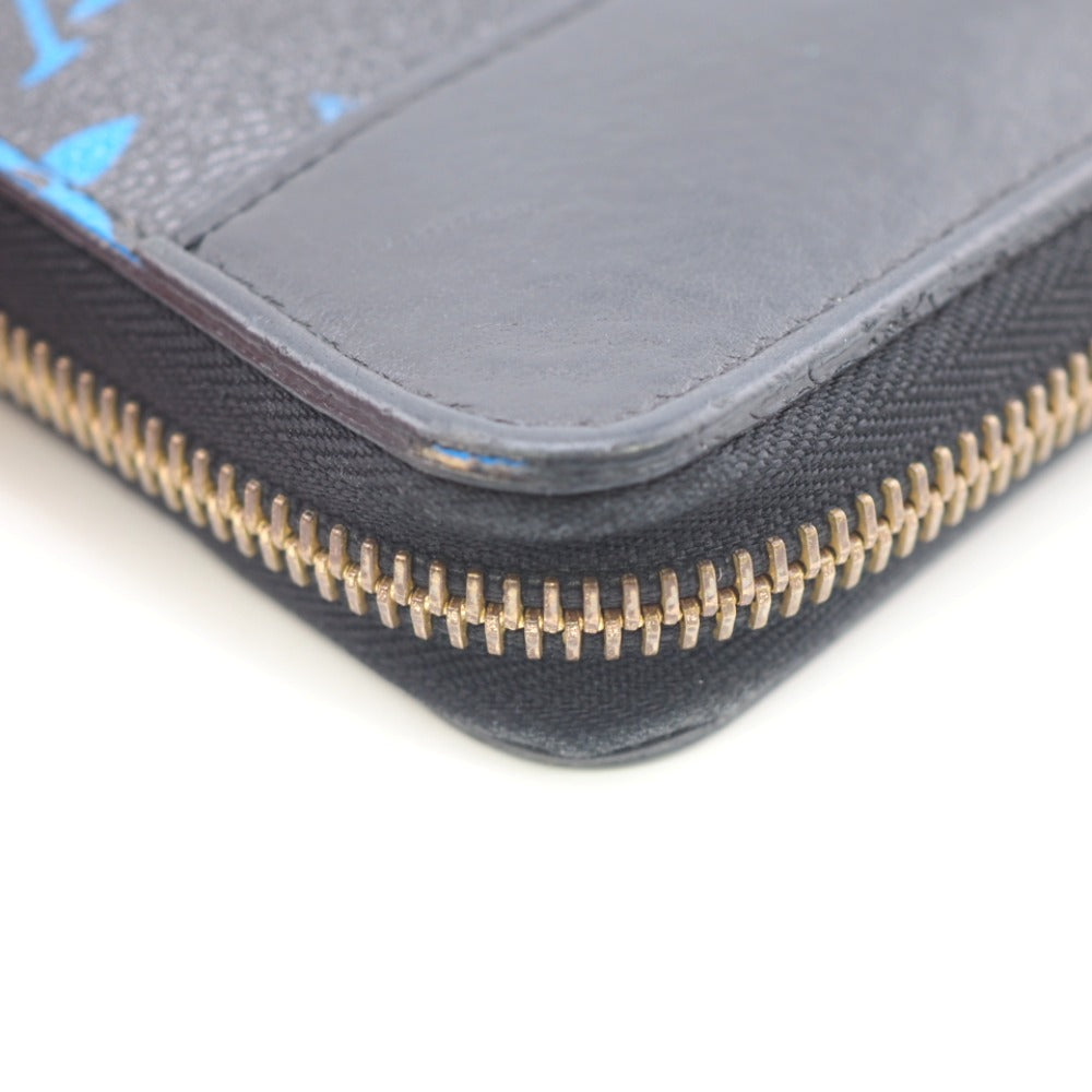 Louis Vuitton Long Wallet Purse M67235 Leather Black Zip Around Monogram Zippy Wallet Mens