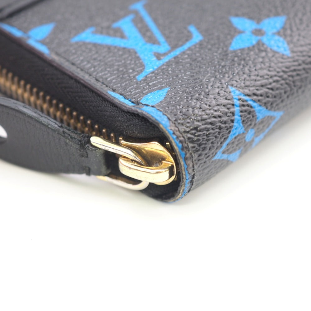 Louis Vuitton Long Wallet Purse M67235 Leather Black Zip Around Monogram Zippy Wallet Mens