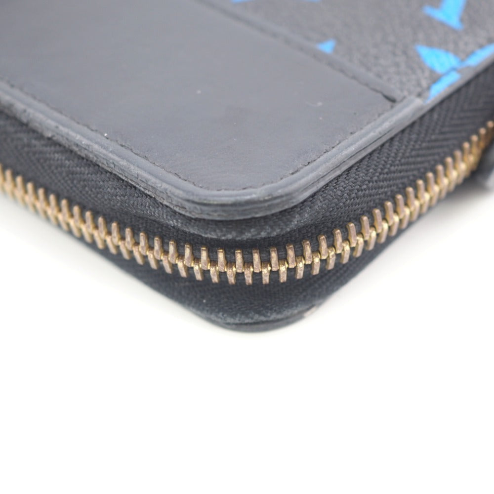 Louis Vuitton Long Wallet Purse M67235 Leather Black Zip Around Monogram Zippy Wallet Mens