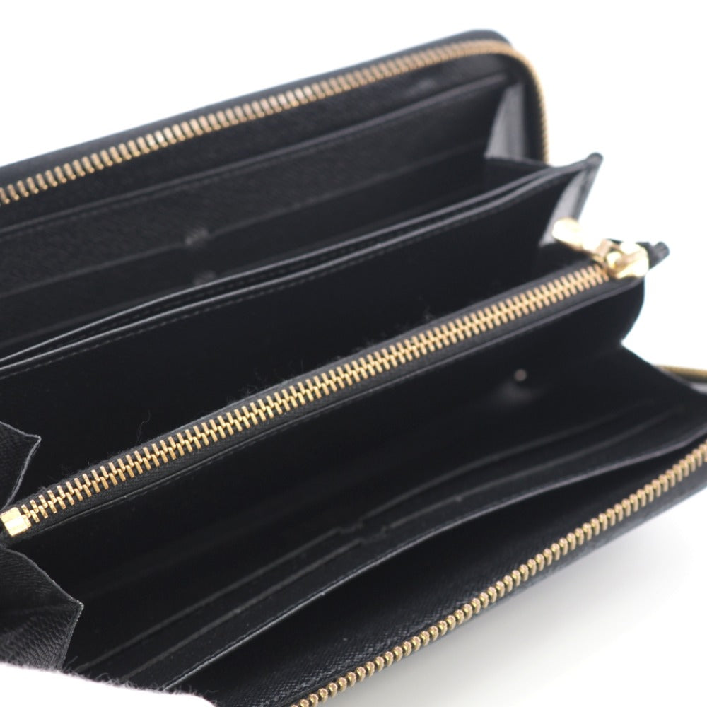Louis Vuitton Long Wallet Purse M67235 Leather Black Zip Around Monogram Zippy Wallet Mens