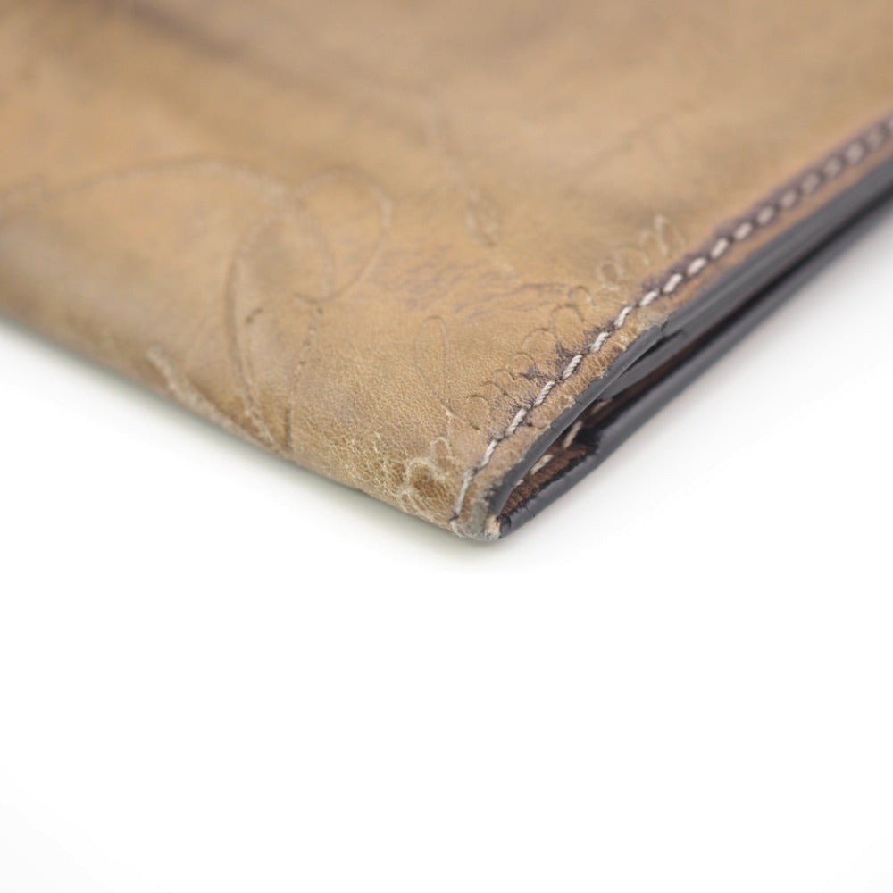 Berluti Long Wallet Purse Leather Brown Calligraphy Mens