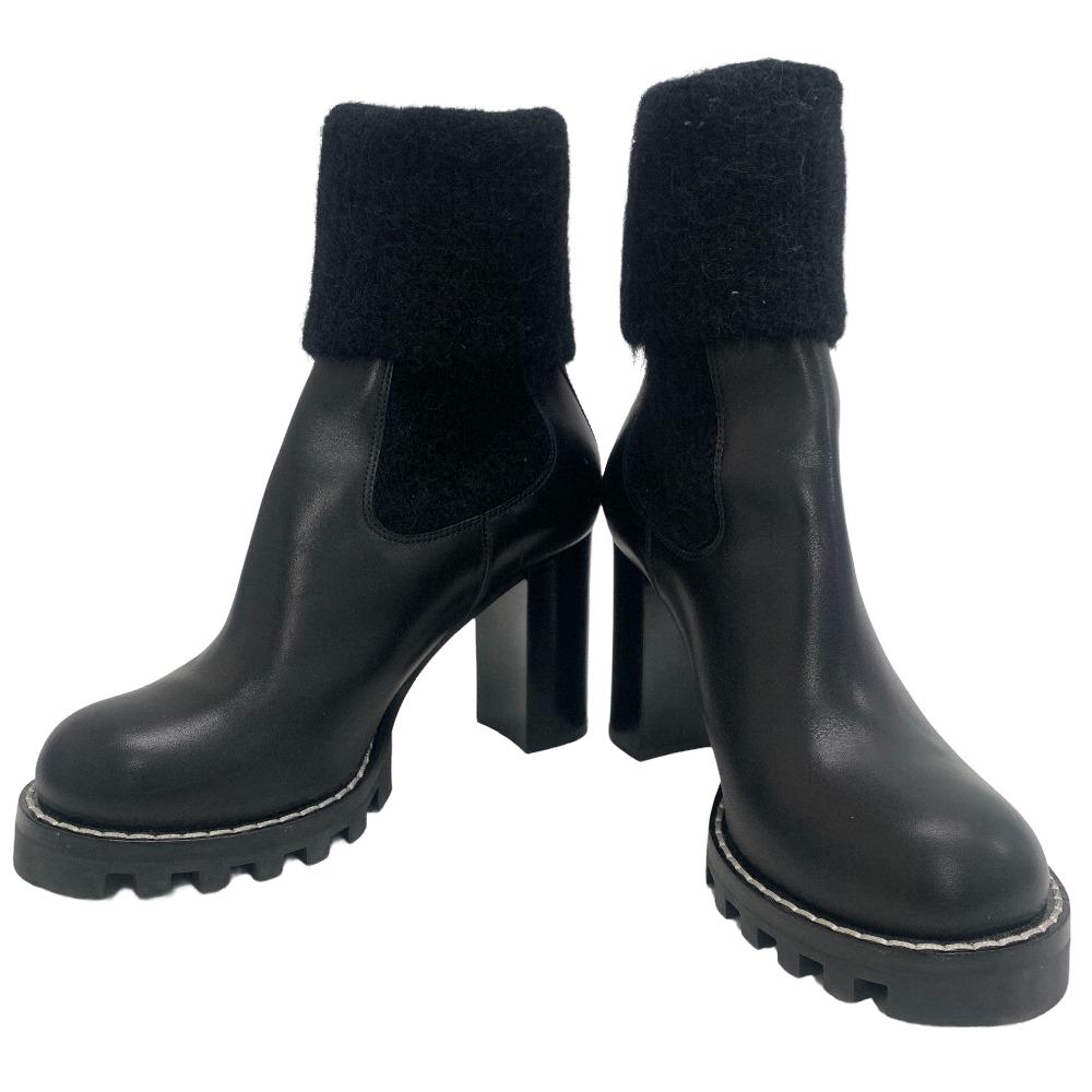 Louis Vuitton Boots Leather Black Lv Bobour Line 40
