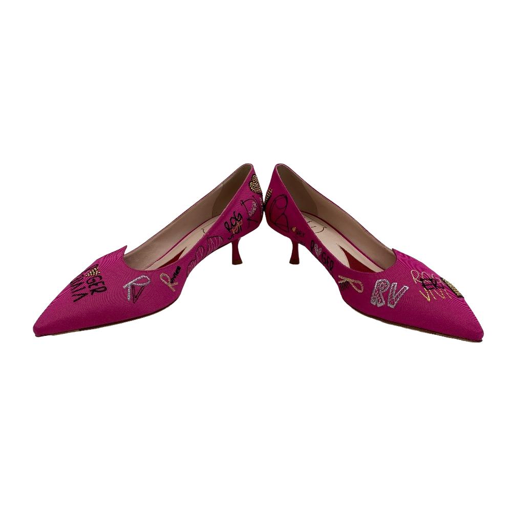 Rogervivier Pumps Canvas, Leather Pink I Love Vivier Women 40