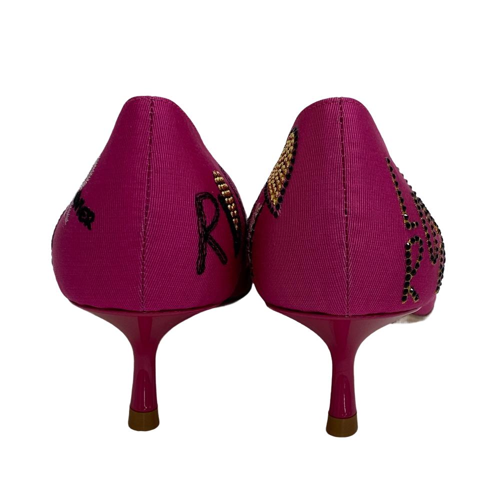 Rogervivier Pumps Canvas, Leather Pink I Love Vivier Women 40