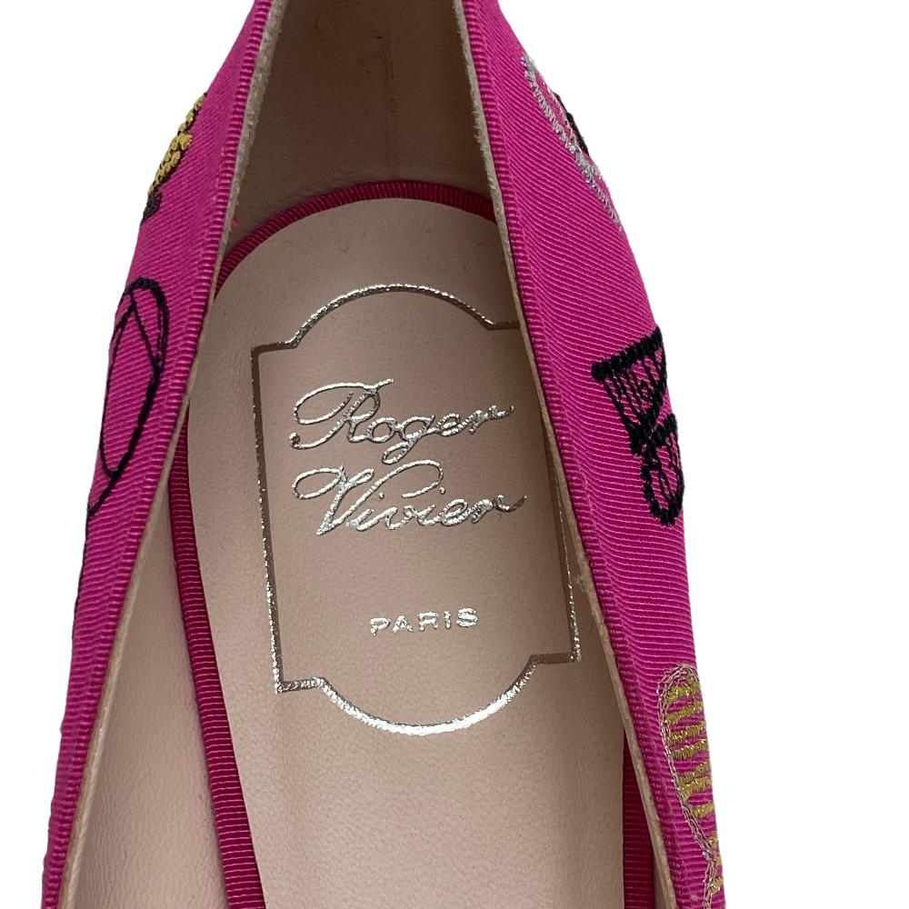 Rogervivier Pumps Canvas, Leather Pink I Love Vivier Women 40