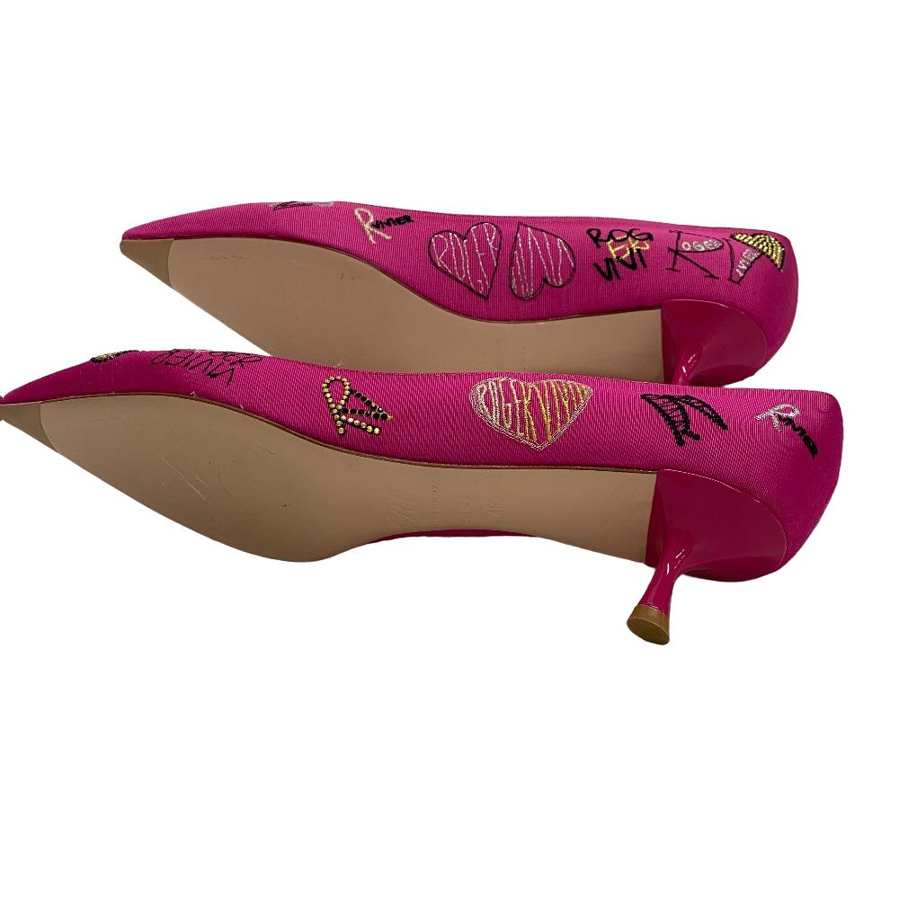 Rogervivier Pumps Canvas, Leather Pink I Love Vivier Women 40