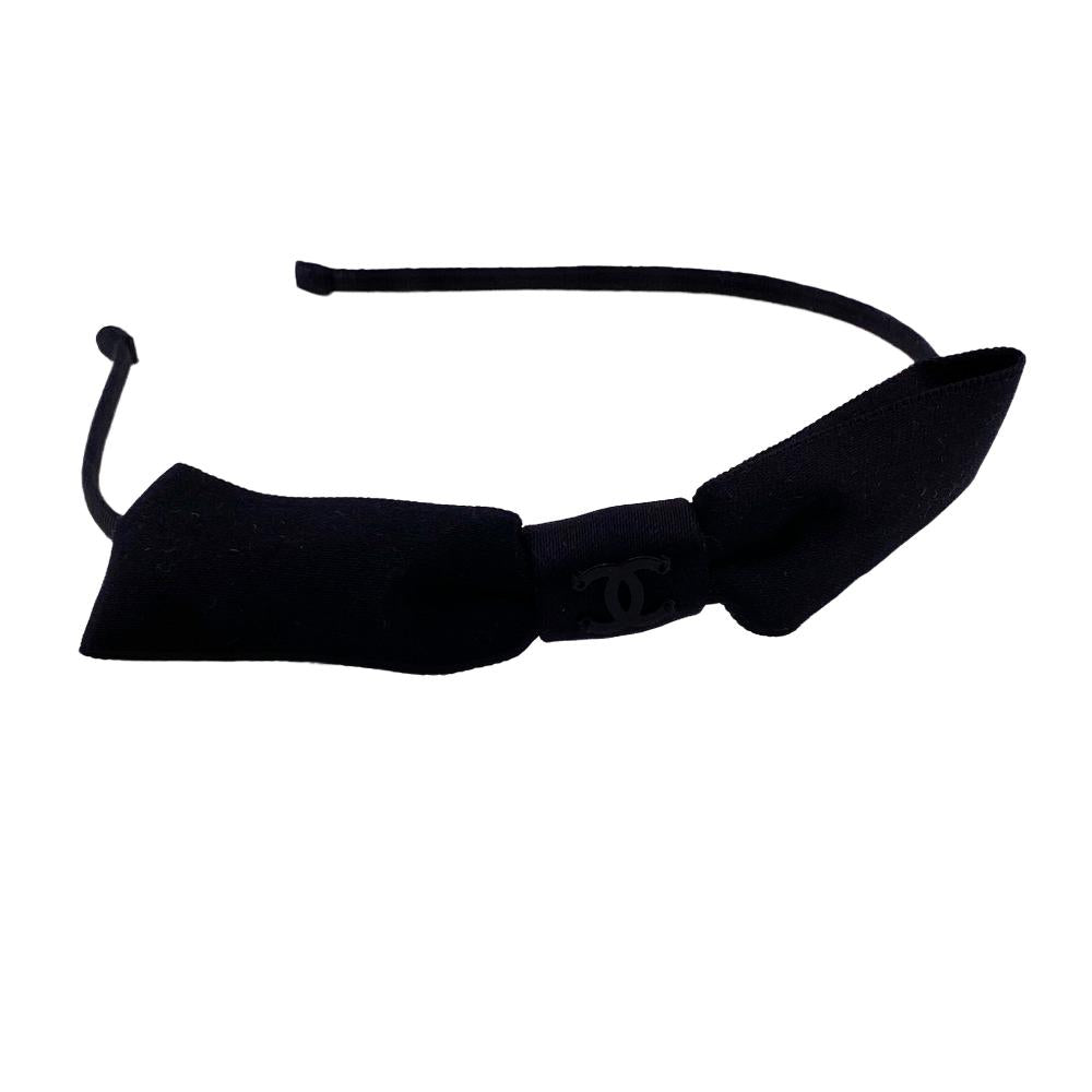 Chanel Hair Accessory Nylon Black 23P Coco Mark Headband Ribbon Women