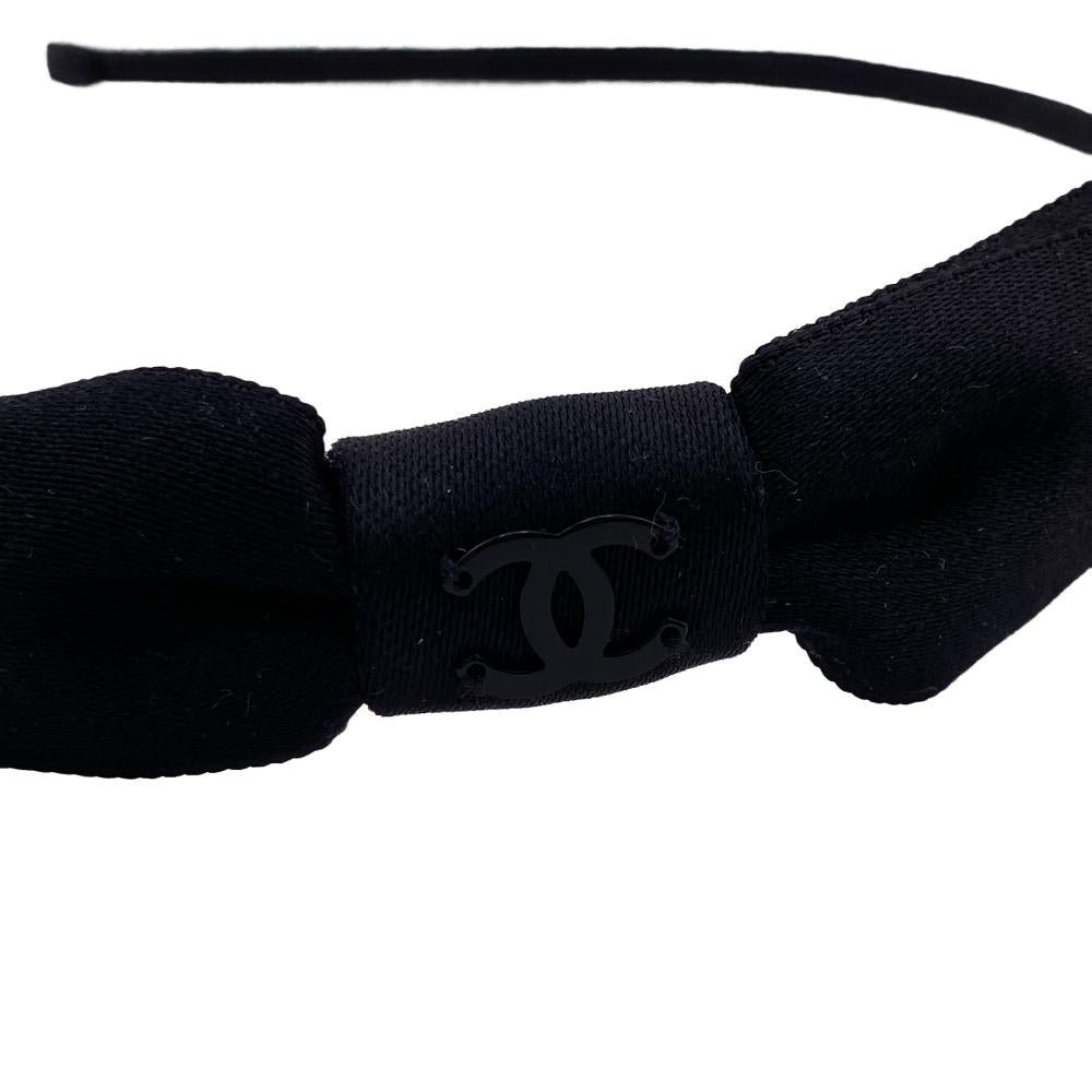 Chanel Hair Accessory Nylon Black 23P Coco Mark Headband Ribbon Women