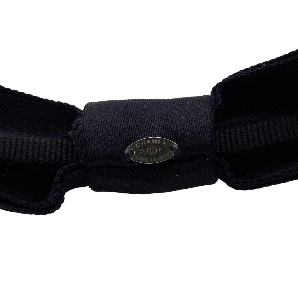 Chanel Hair Accessory Nylon Black 23P Coco Mark Headband Ribbon Women