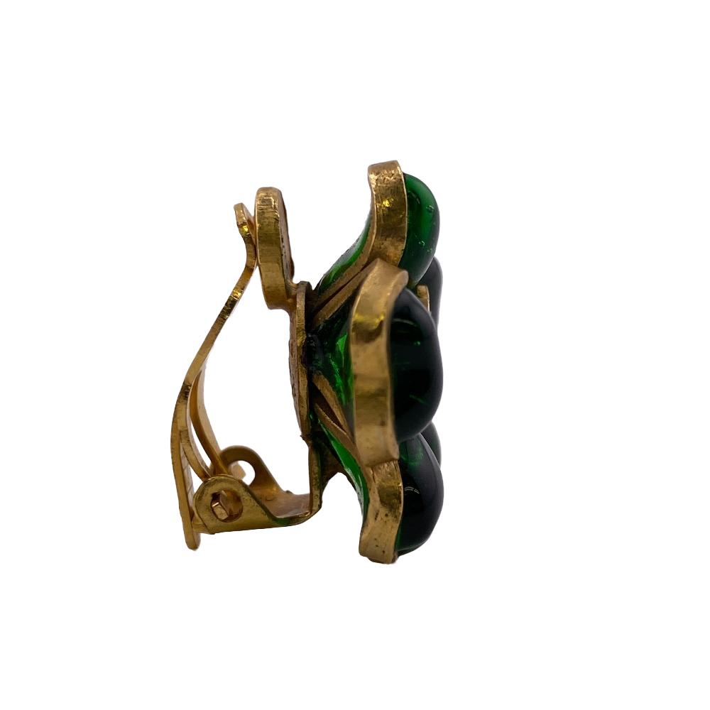 Chanel Earring 97A Gold Plated Green Gripoa