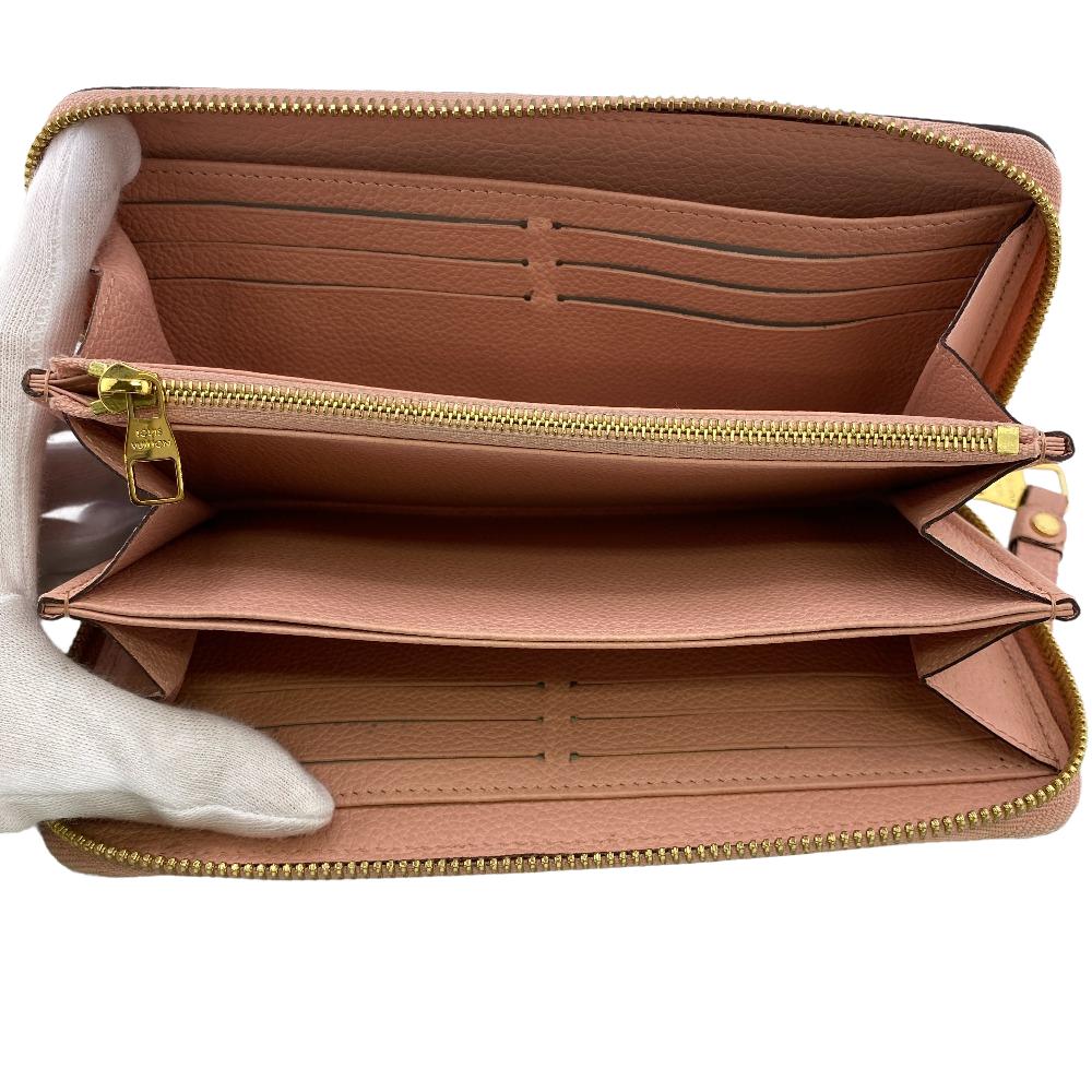Louis Vuitton Long Wallet Purse M64090 Leather Pink Monogram Ann Platt Zippy Wallet