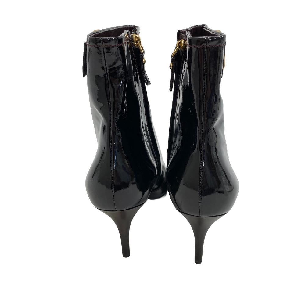 Louis Vuitton Boots Ma0160 Patent Leather Bordeaux Short Boots 10 Years Women 40 1/2