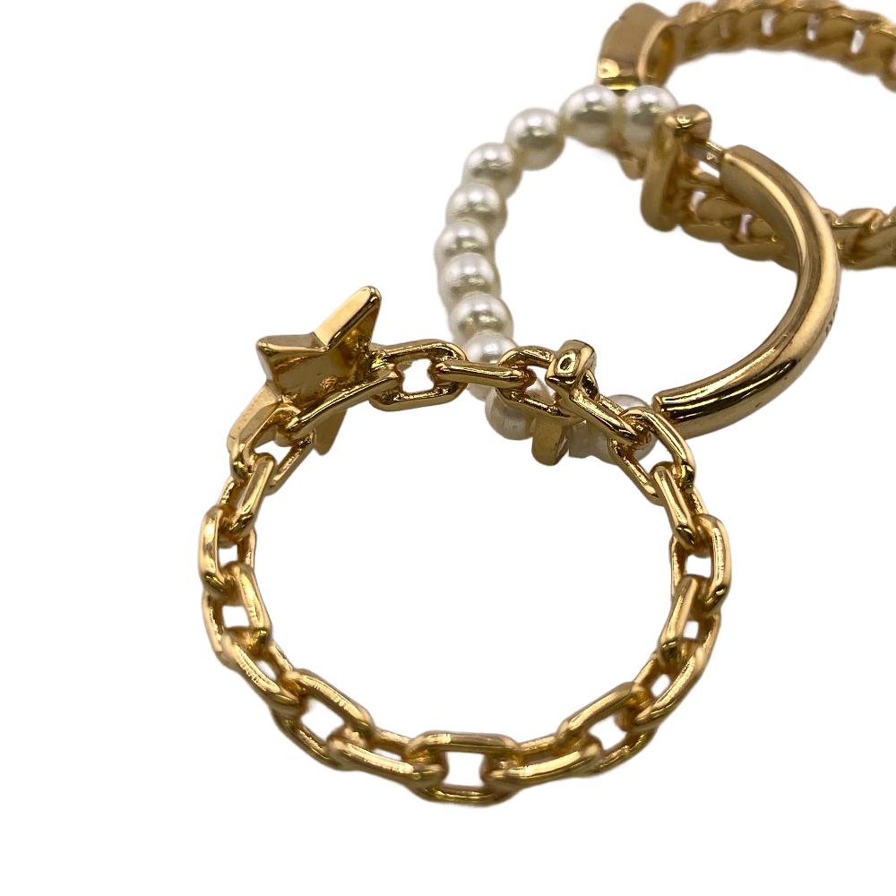 Dior Ring Gold Plated, Faux Pearl Gold 3 Stations Cd Star Women M